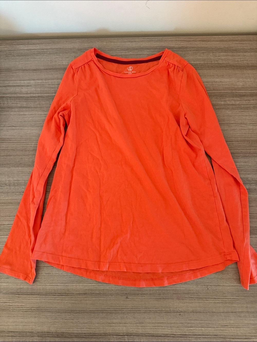 Lands' End Lightweight Long-Sleeve Crewneck Top in Coral